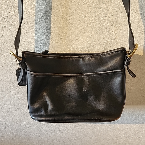 COACH 4143 Vintage WORTH 90s Crossbody Black Leather Shoulder Purse Bag USA - Picture 2 of 14